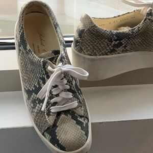 Robert Clergerie Snake Embossed Leather Sneakers Sz 36.5